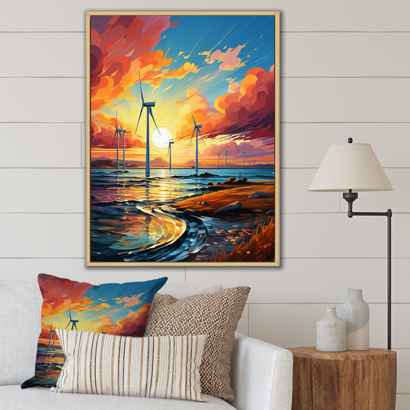 «Wind Turbines Ethereal Winds» sur toile, Cadre naturel flottant, H 20 po x l 12 po x P 1 po