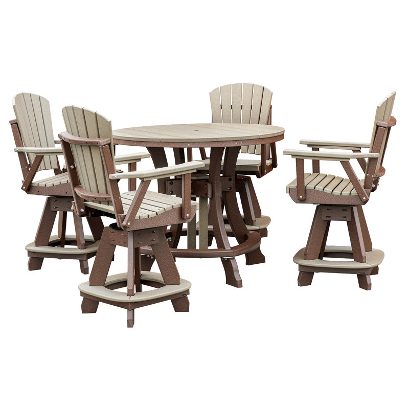 Weatherwood and Tudor Brown Recycled Poly Resin 2-Person Outdoor Dining Set