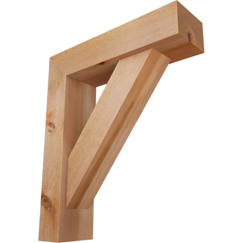 Traditional Block Bracket with Offset Brace, 26 x 22, 6"W Western Red Cedar (Rough Sawn)