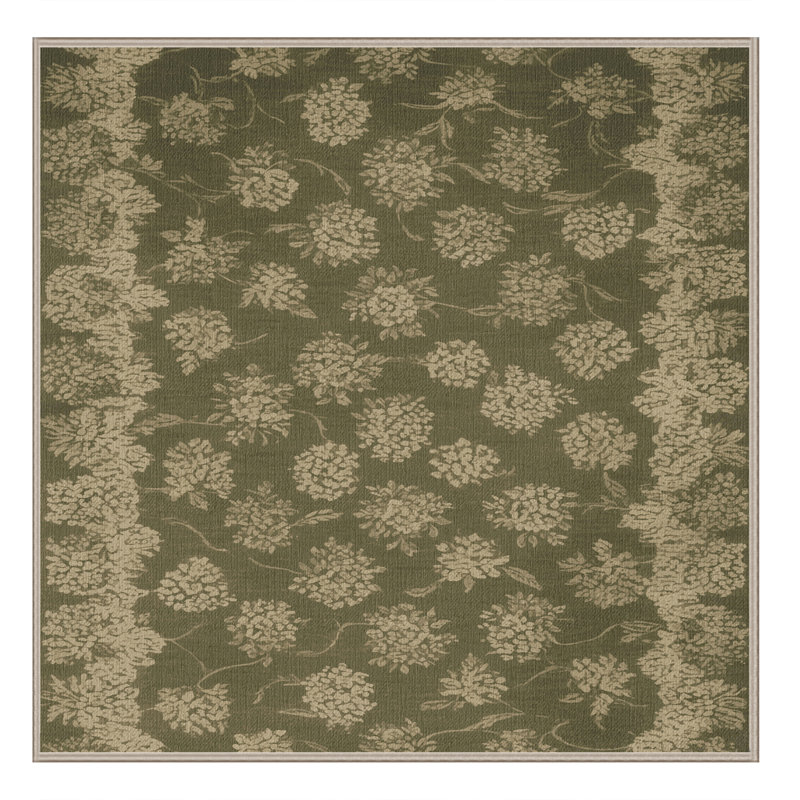Tapis botanique brun lavable à la machine, Carré 7 pi