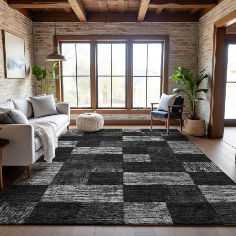 Premium Machine Washable Krause AMF1139 Geometric Rug, Rectangle 9' x 12'