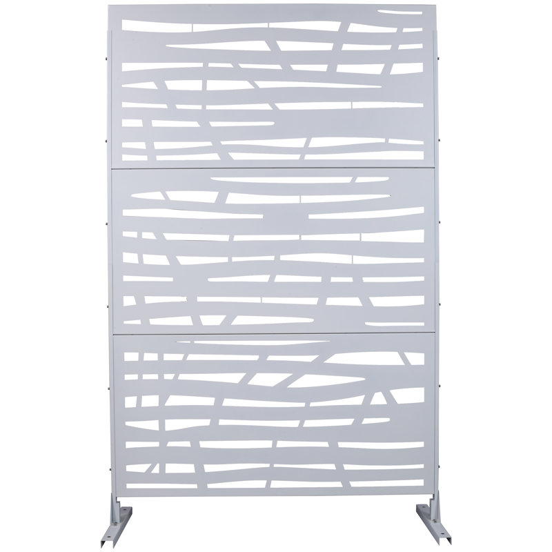 Paravent décoratif en métal autoportant pour usage extérieur et intérieur, White