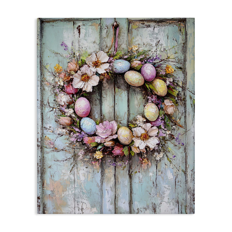 Rustic Easter Egg Wreath Canvas Wall Art, design by Franklyn Gregory, 16" H x 20" W