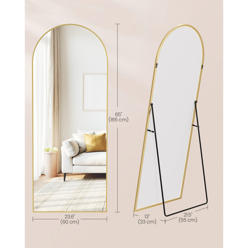 Metal Flat Mirror, Gold, 16cm x 60cm