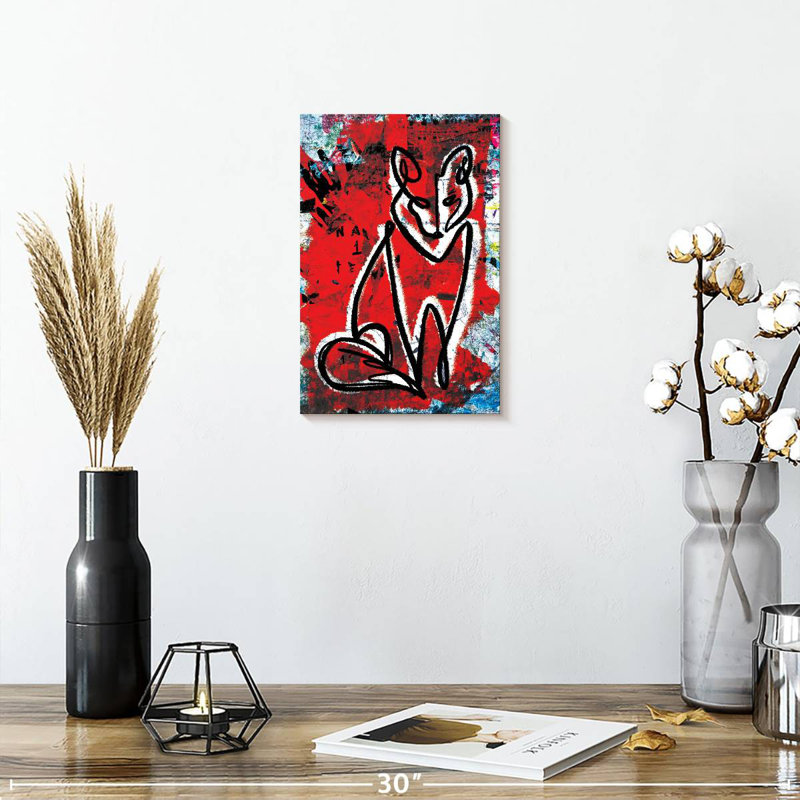 Renard Brampt abstrait, H 12 po x l 8 po