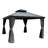 Kozyard Alexander Gray Double Roof Hardtop Gazebo with Privacy Curtain Mosquito Netting-86724633