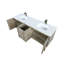 Ensemble de meuble-lavabo double, comptoir en quartz blanc et robinet en métal (NO SINK)