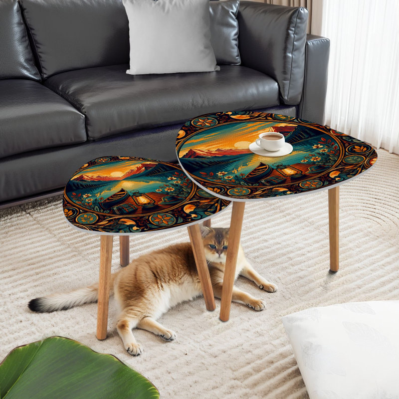 Ensemble de 2 tables basses gigognes Triangle