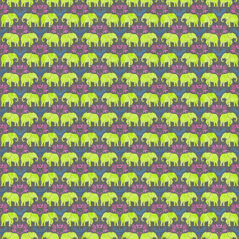 Éléphant 1 néon - impression, H 12 po x l 12 po, Non, Cadre flottant doré