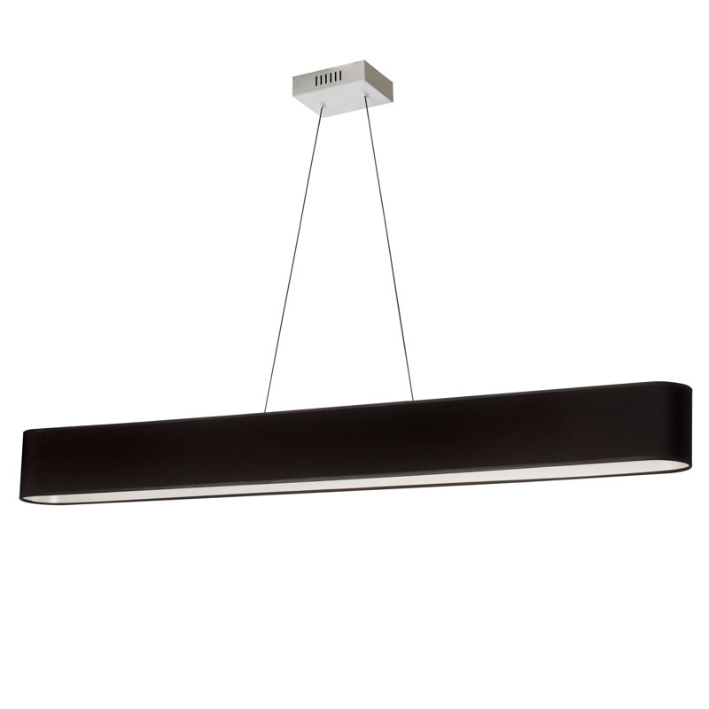 Luminaire suspendu linéaire à 1 lumière pour îlot de cuisine Kahlilah, Noir, Chrome poli