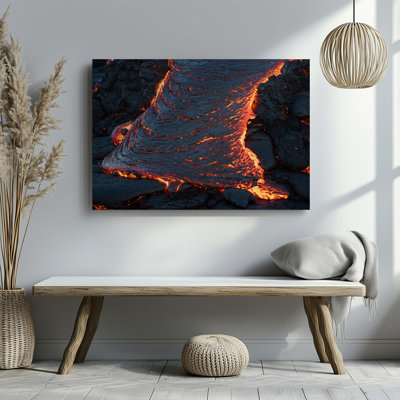 Canvas A Close Up View Of Molten Lava Flowing From A Wall Art Volcano Showcasing Intricate Textures And Patterns In Vivid Detail The Canvas Wall Art