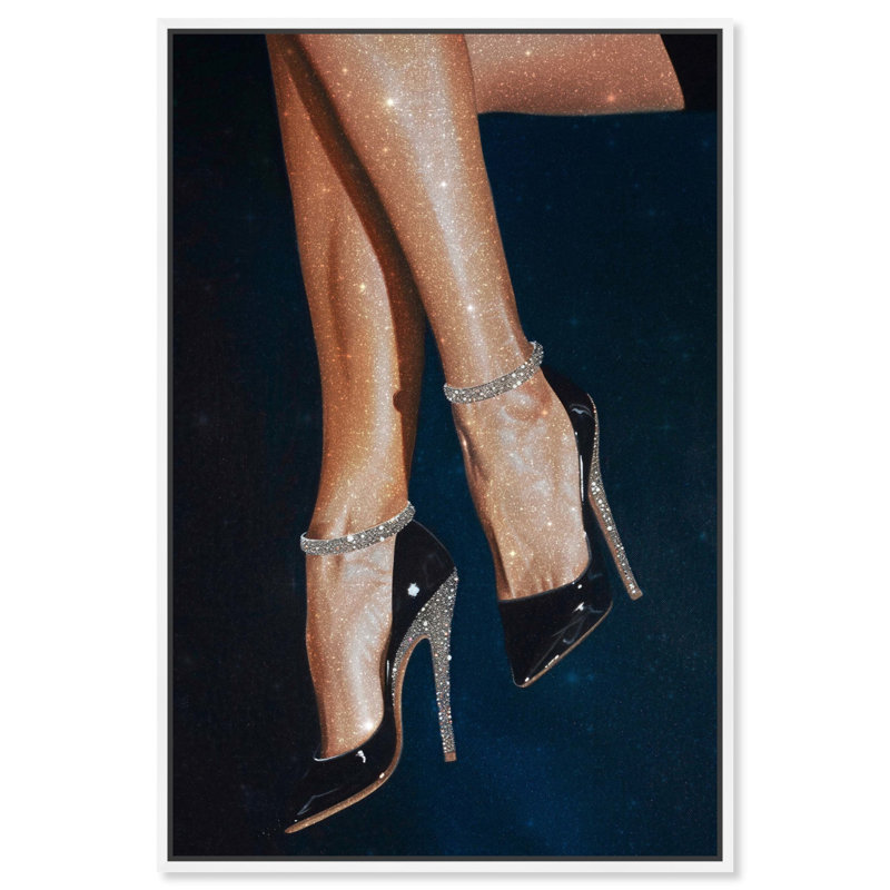 «Sparkling Night Heels», toile par Art Remedy, Cadre blanc, H 55 po x l 37 po