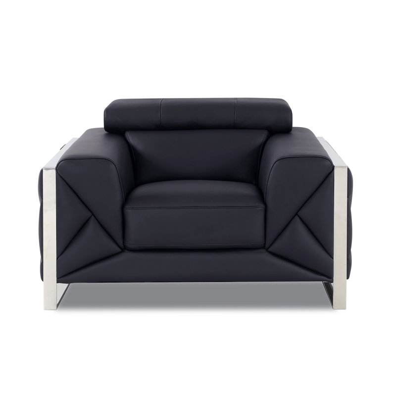 Chaise en cuir italien à grain supérieur, Noir