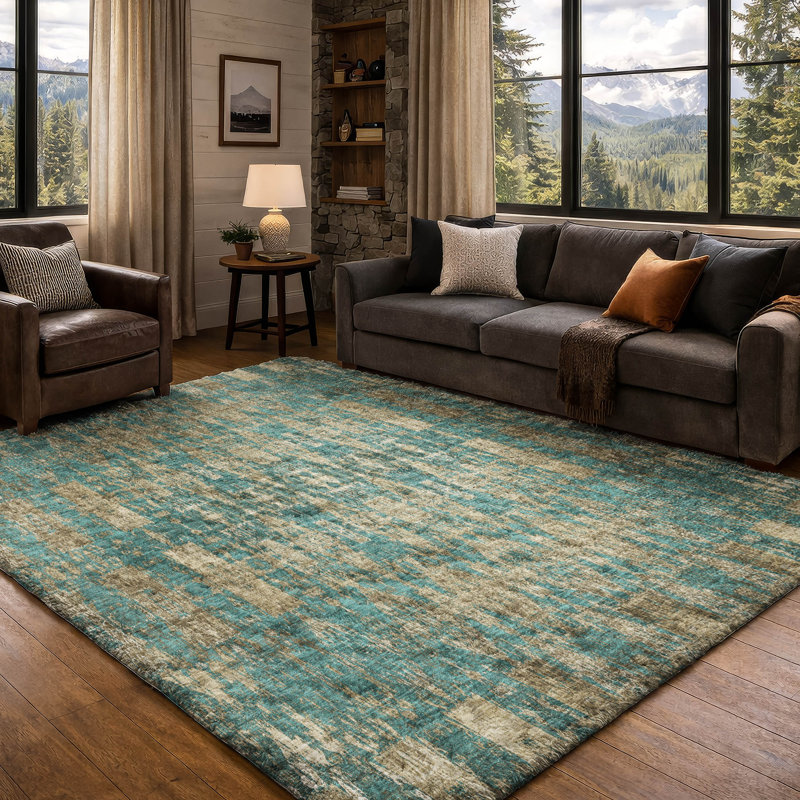 Tapis marocain de qualité supérieure lavable à la machine Dream Shag ADS580, Teal, 8' x 10'