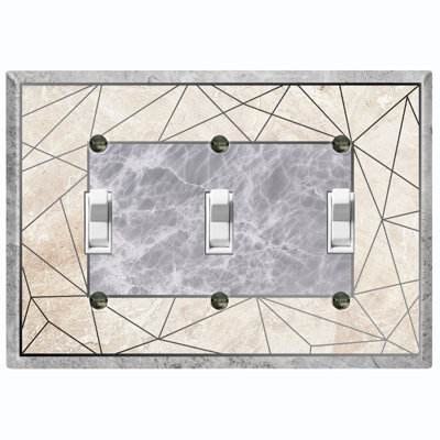 Geometric Abstract Shapes Gray 3 - Gang Toggle Light Switch Standard Wall Plate