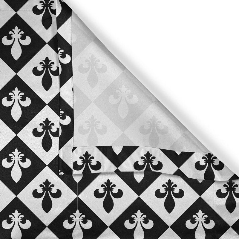 Rustic curtain, chessboard logo, white and black