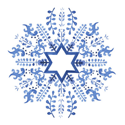 Indigo hanukkah II 1 Piece Wrapped Canvas Painting