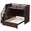 Lit superposé simple au dessus d'un lit double avec escalier de rangement, garde-robe, port USB et lumière-1155507260