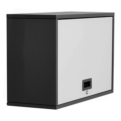 Armoire murale en métal, l 27,56 po x P 12,01 po x H 19,69 po, armoire à outils flottante pour garage avec porte basculante et tablette, capacité de charge de 240 lb, convient pour le garage, le sous-sol, la cuisine et l'entrepôt. Assemblage requis