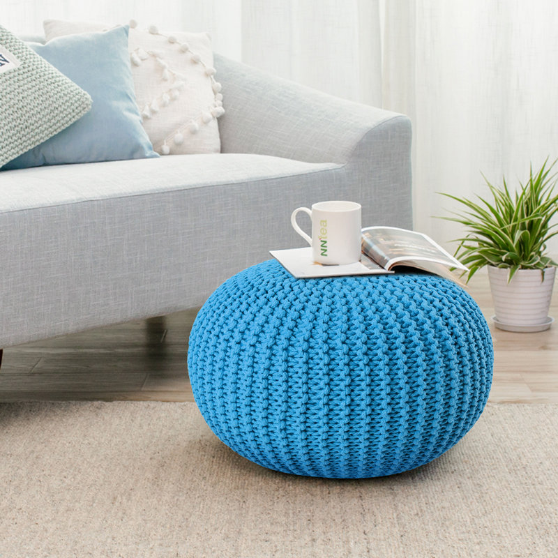 Repose-pieds rond 15,74 po, 100 % coton bleu