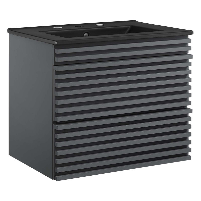 Meuble-lavabo mural 24 po Render, gris
