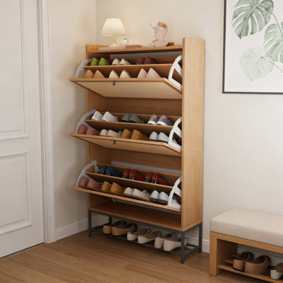 Modern Narrow Flip-Drawer Shoe Cabinet