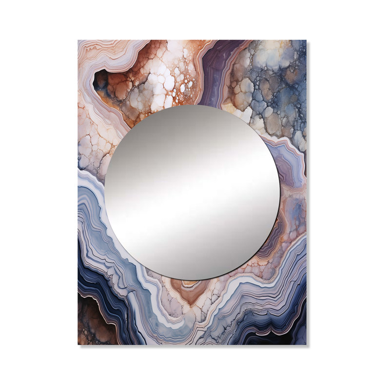 Philisma Stone Geode Scenery Minimalisme II - grand miroir mural en géode de pierre, miroir traditionnel unique, impression d'art en métal