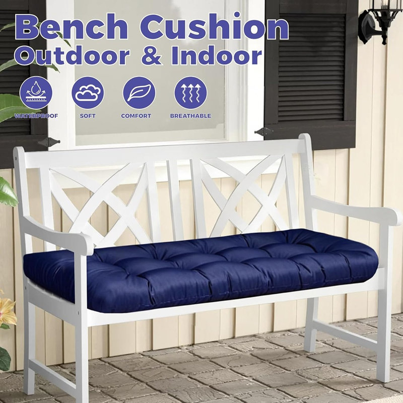 Coussin de patio capitonné avec attaches, coussin de causeuse d'extérieur pour balancelle ou banc en osier, fleur orange