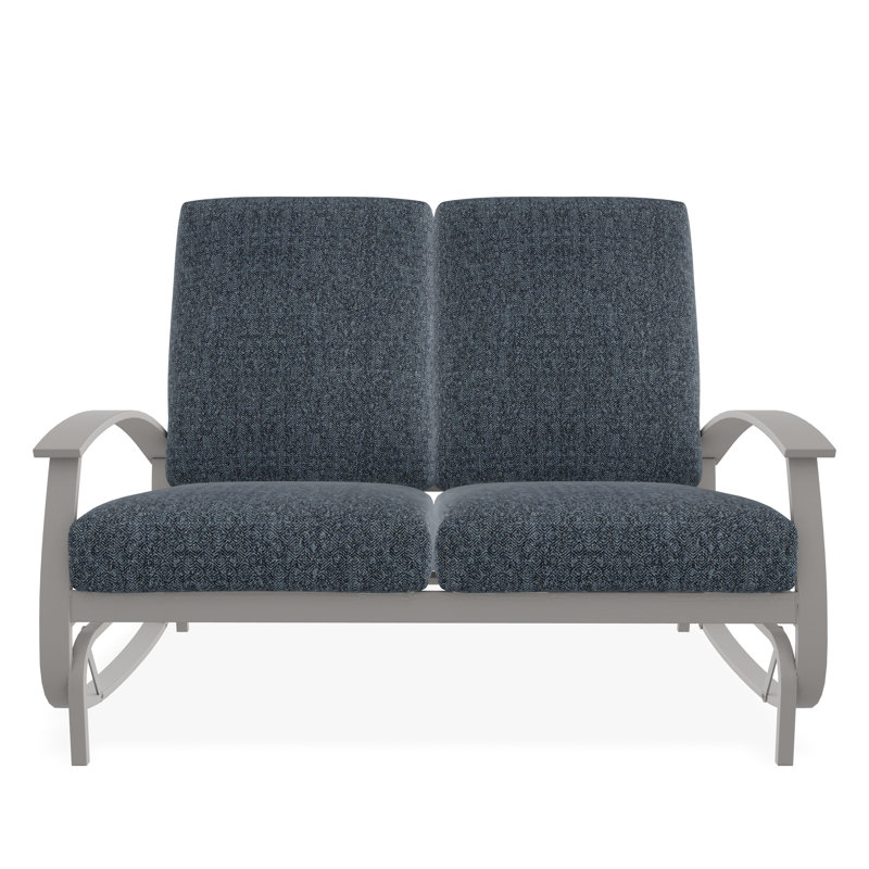 Belle Isle Cushion Deep Seating 2-Seat Glider, Warm Gray, Proven Denim