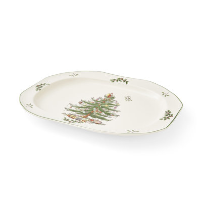 Spode Christmas Tree Sculpted Oval Platter 14"