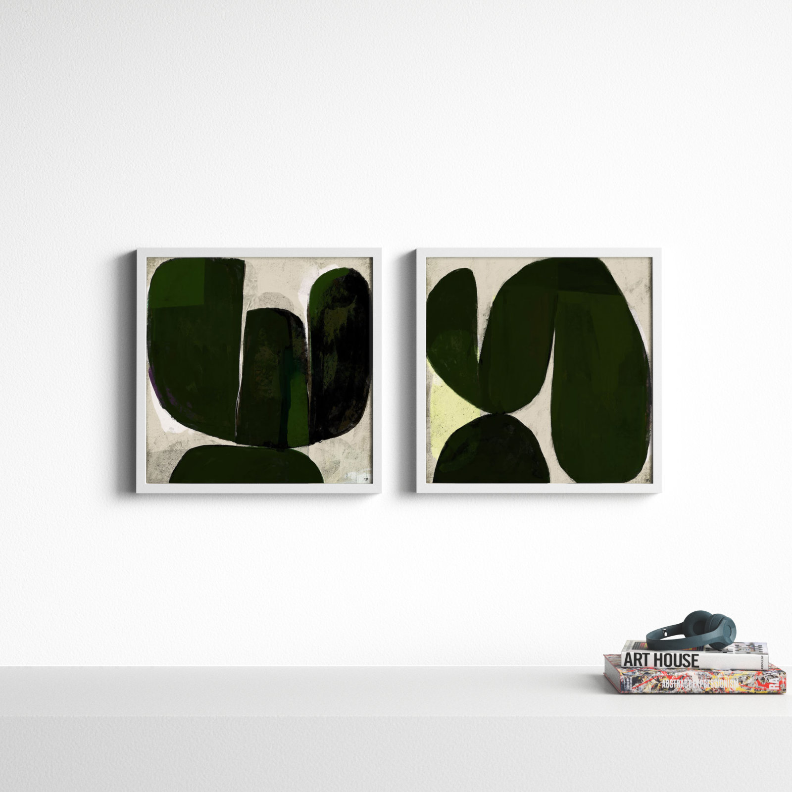 Succulent Set Of 2 by StudioM, White, 24" H x 24" W x 1.25" D