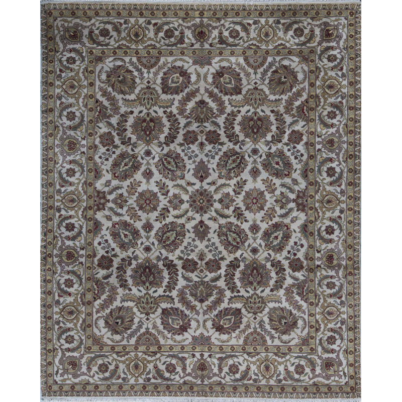Tapis ivoire et ivoire noué à la main de haute qualité