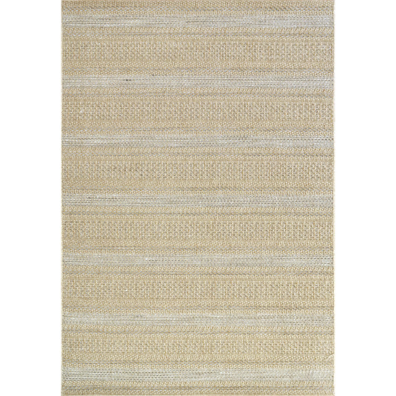 Tapis décoratif à rayures beige intérieur/extérieur Fredricks, Rectangle 3 pi 11 po x 5 pi 7 po