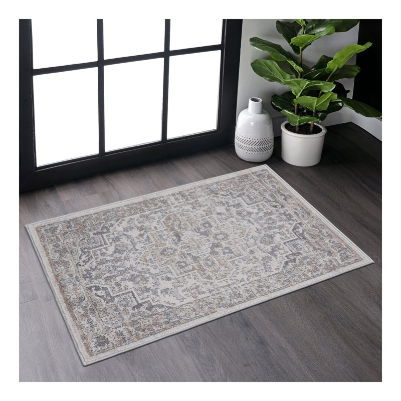 Collection Ivory / Oriental Doormat Rug, Rectangle 2' x 3'
