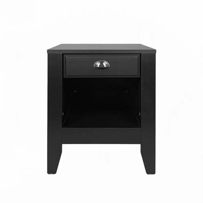 Table d'appoint noire avec tiroirs et tablettes