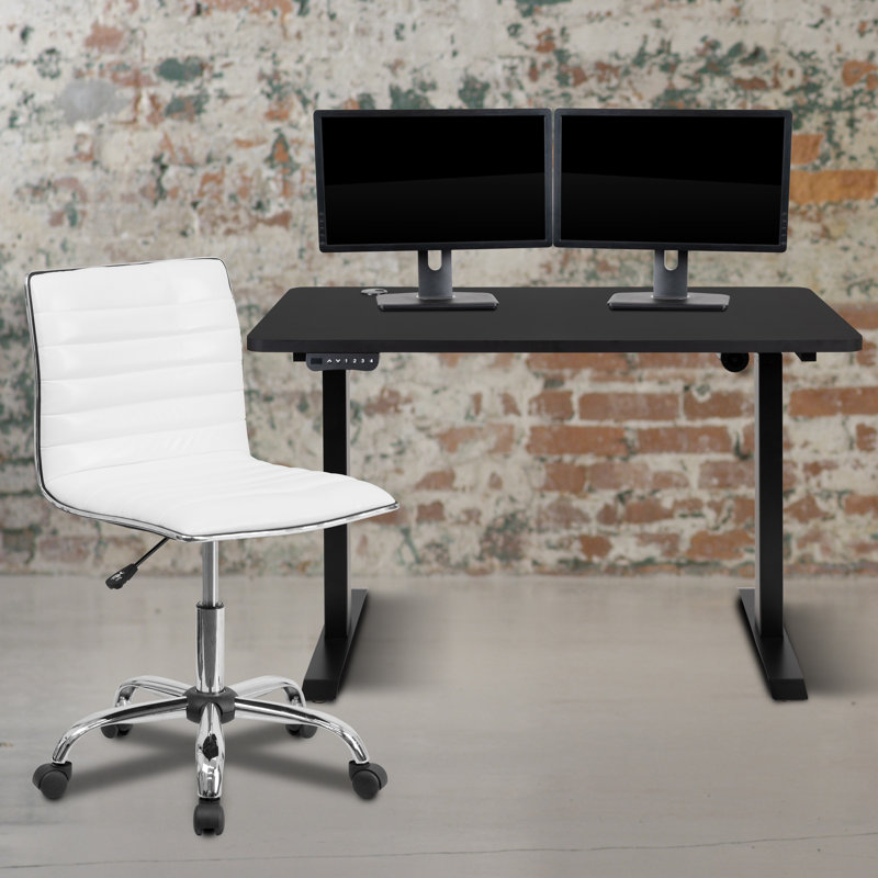 Ambler 48" Wide Electric Adjustable Standing Desk & Ribbed Office Chair