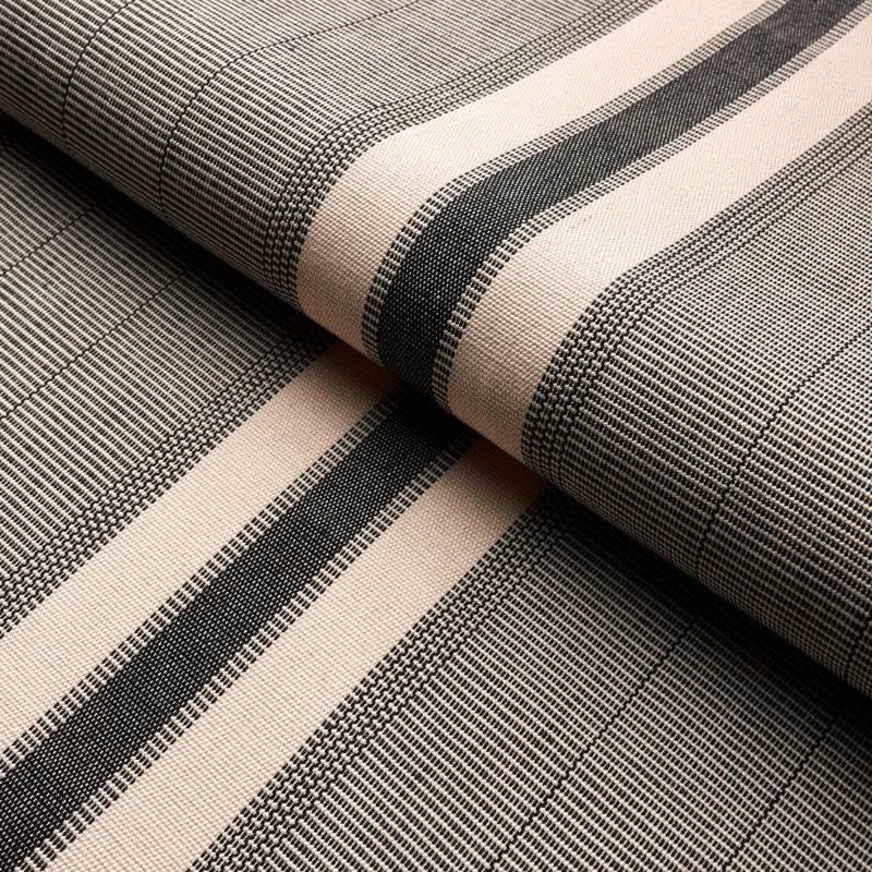 Schumacher x A Rum Fellow Ipala Hand Woven Stripe Fabric, Pitch