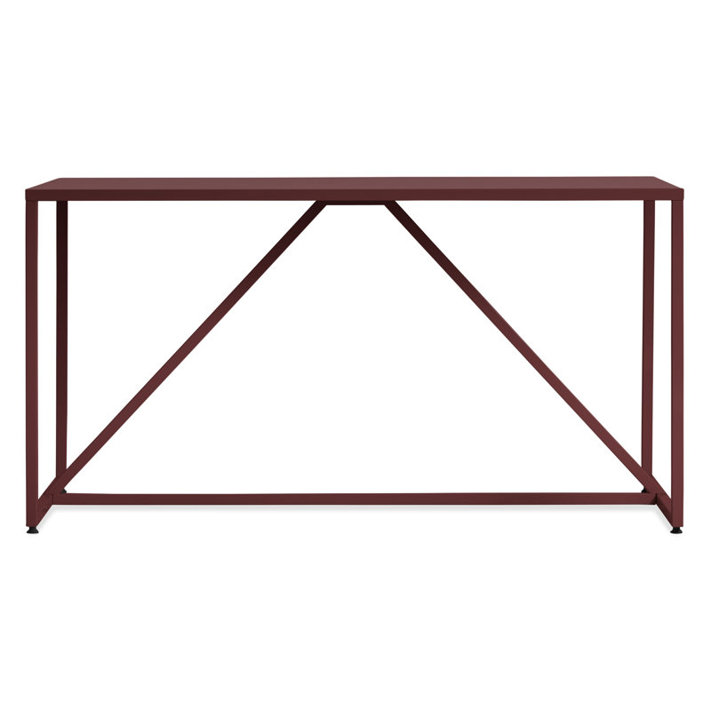 Strut Walnut Wood Dining Table, Oxblood, 35" W x 75" L, Standard (29" Height)