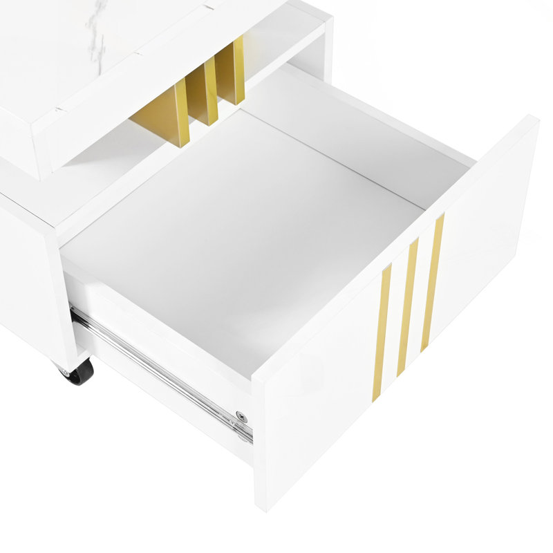 Table basse contemporaine avec plateau en faux marbre