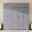 Grand lit escamotable mural avec armoire supérieure, tablettes et garde-robe - Lit pliant peu encombrant gris-1276081633