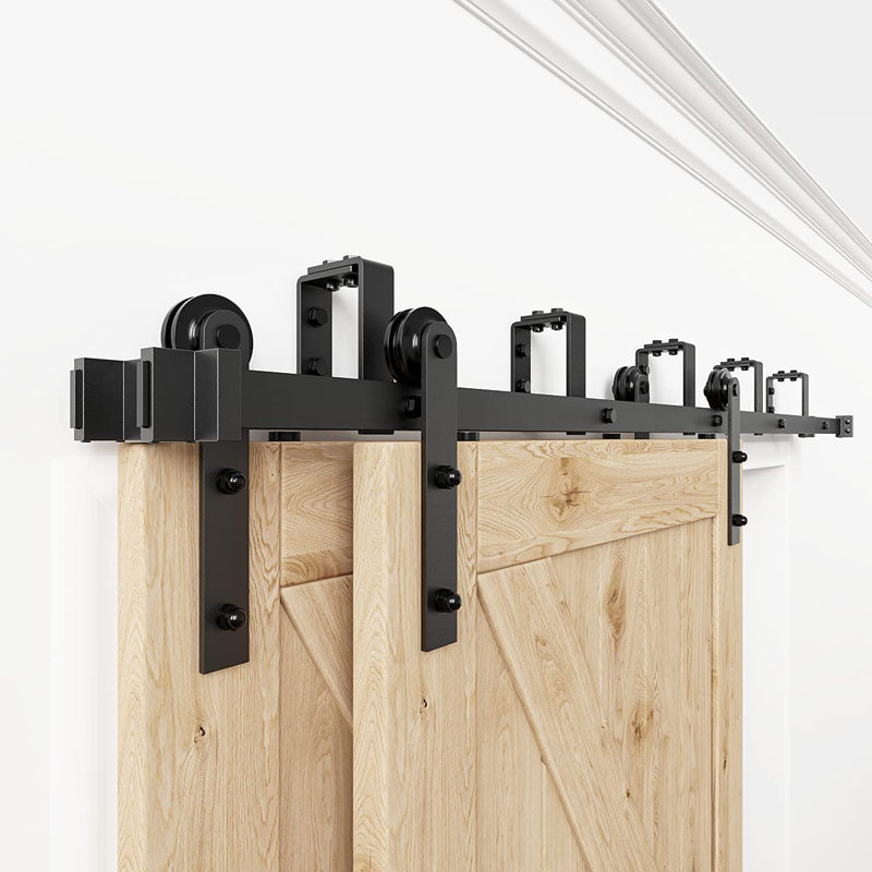 132-Inch Matte Black Double Bypass Barn Door Hardware Kit