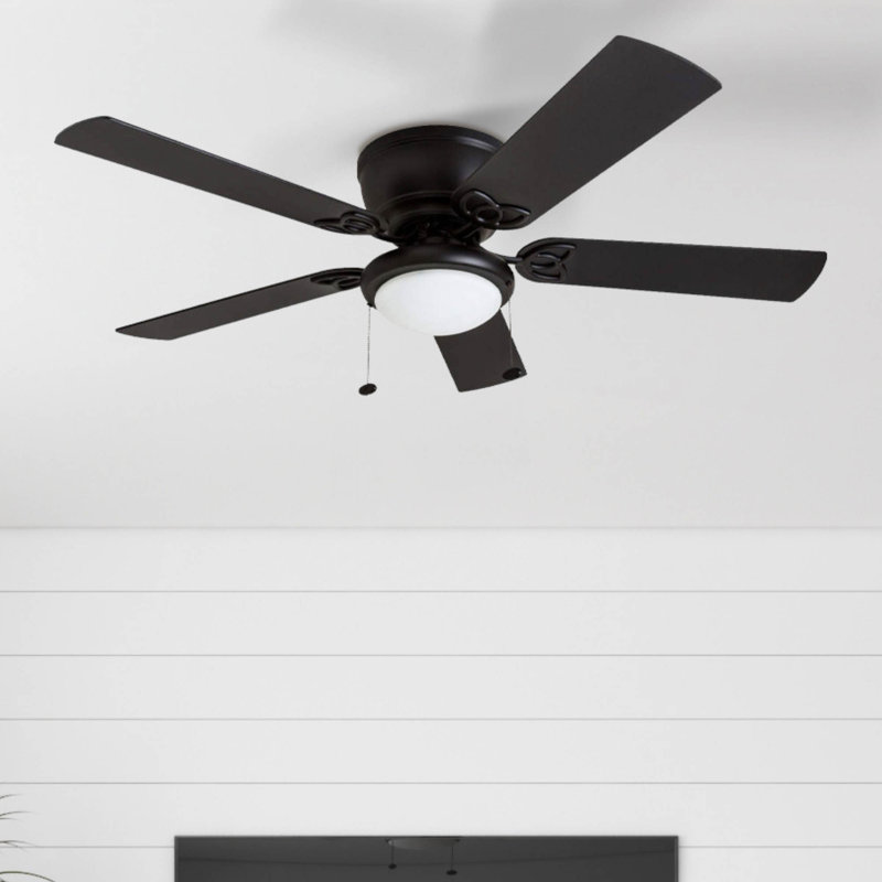 Benton 52" Ceiling Fan with LED Light, Matte Black with Gray Cedar Blades