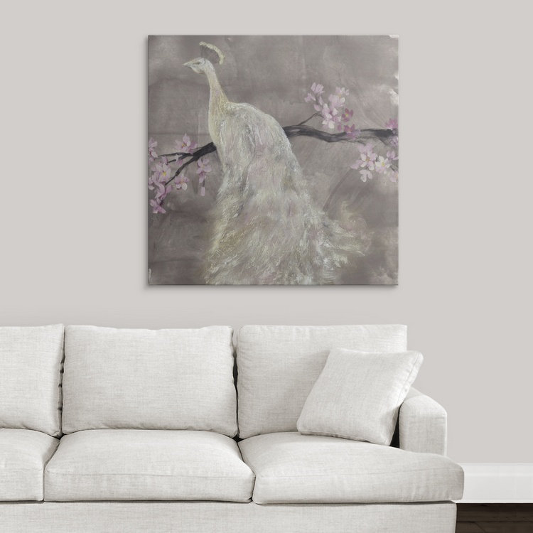 « peacock serenity ii », reproduction d’art jennifer, H 35 po x l 35 po x P 1,5 po, Toile