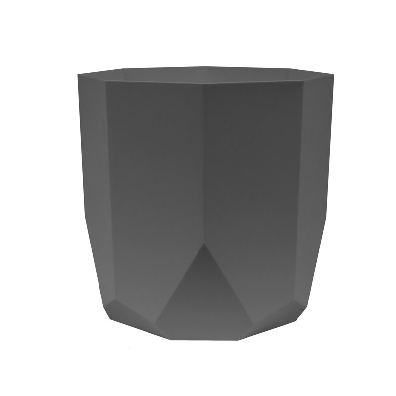 Tuxton Geometric Plastic Indoor/Outdoor Planter, Gray, 8.13" x 8.25" x 8.25"