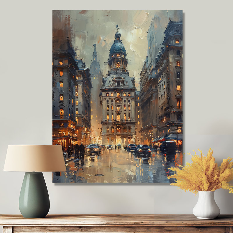 1950's Old Street In Paris III - Banks, impression d'art mural, Canevas, H 16 po x l 32 po x P 1 po