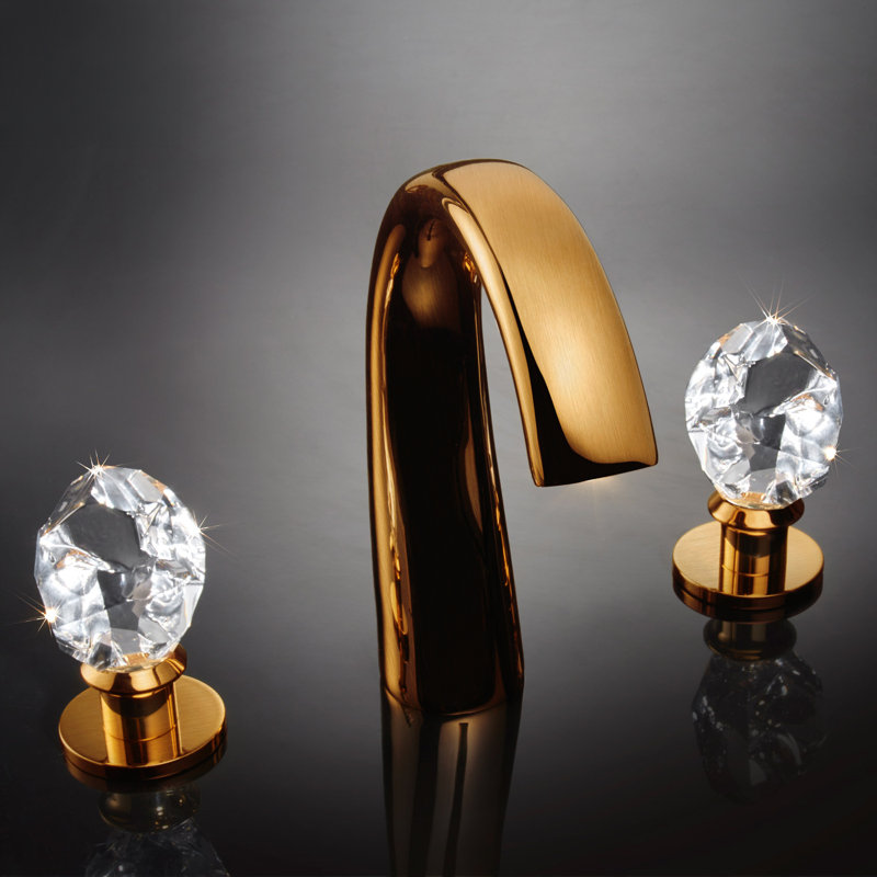 Swarovski Crystal Widespread Bathroom Faucet, Brushed Gold