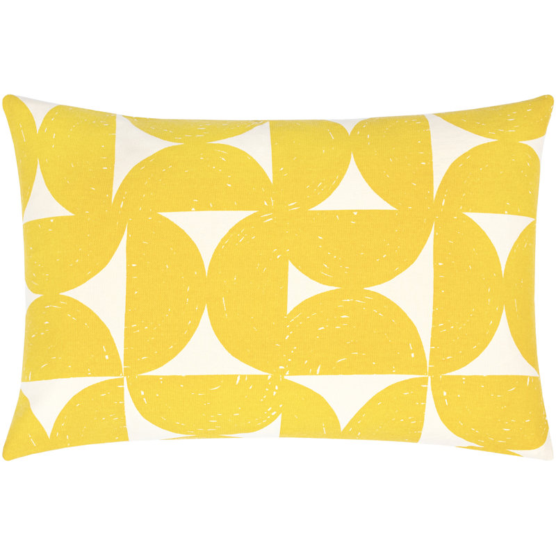 Coussin géométrique lombaire, Moutarde / beige