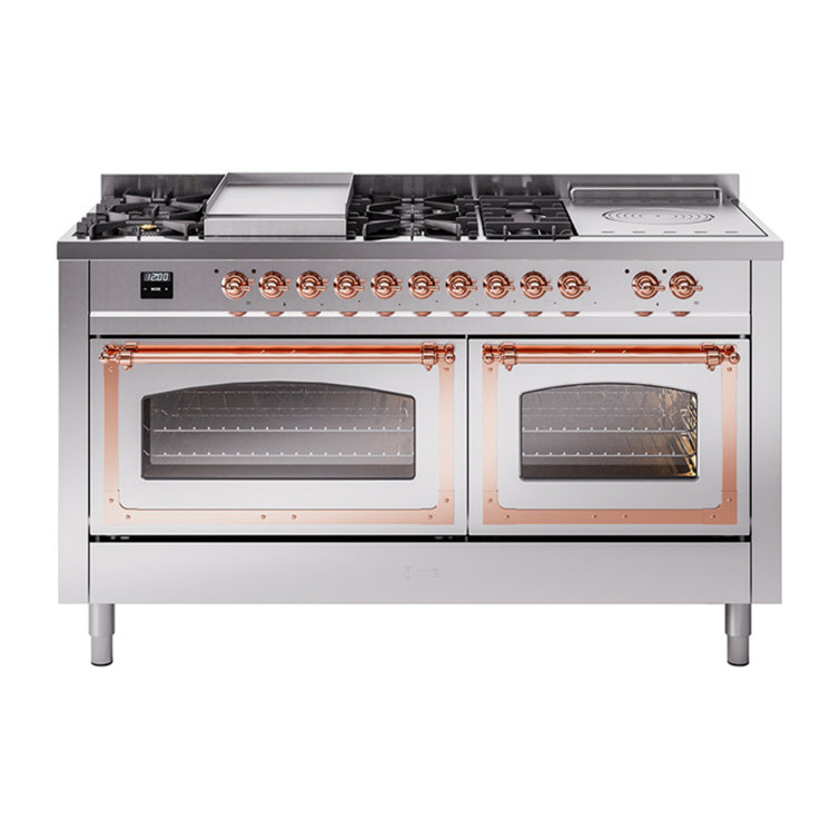 ILVE Nostalgie II Noblesse 60 in Dual Fuel Range 7 Burner, Griddle, Frenchtop