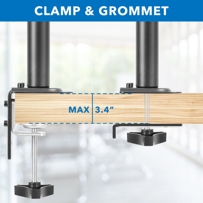 Mount-It Laptop Desk Mount with Monitor Arm, Dual Laptop and Monitor Stand with Clamp, Grommet Base