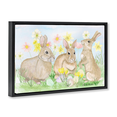 Cadre flottant Three Bunnies In The Grass, design par Lee Ann Sanders